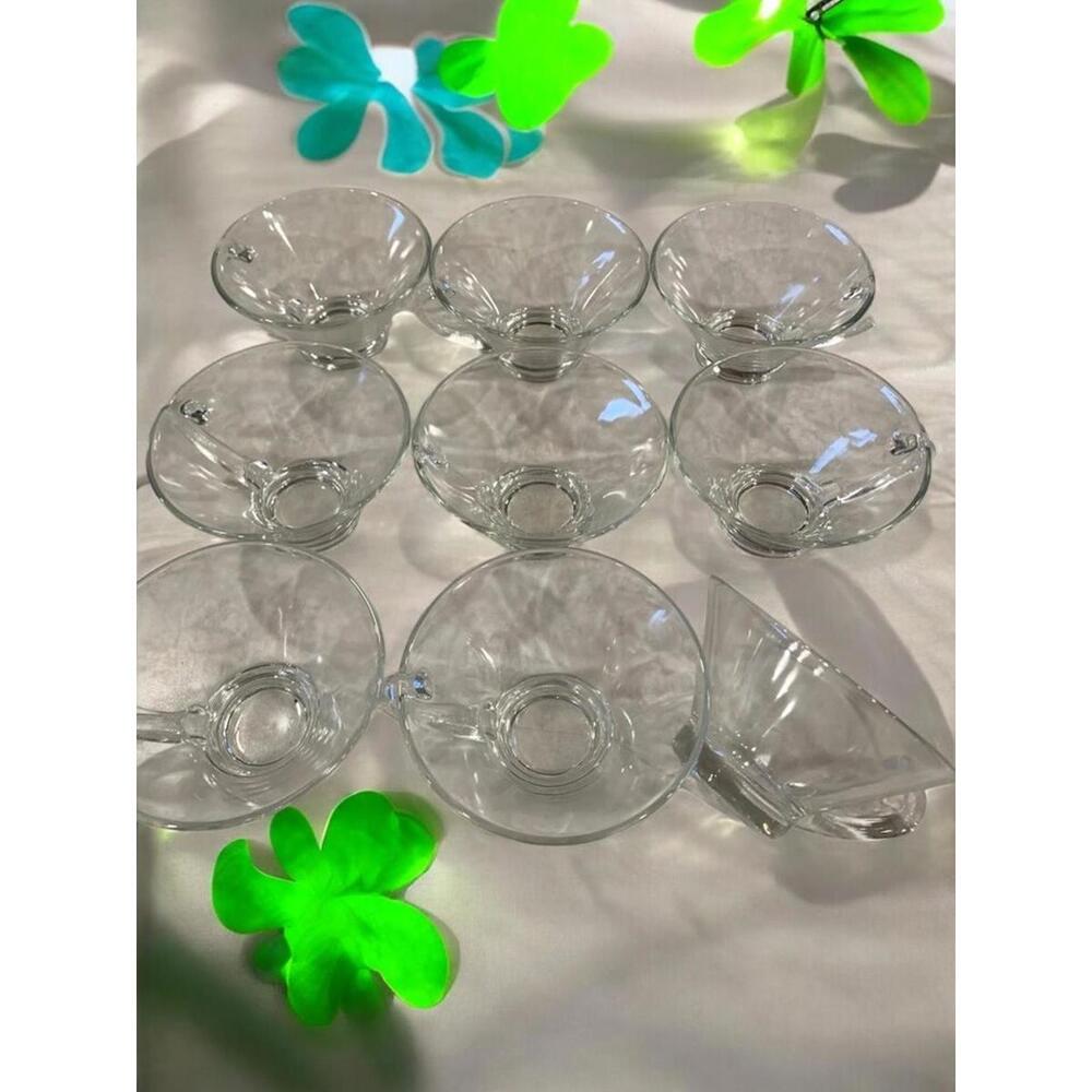 Anchor Hocking Glass Punch Snack Cups Clear Vintage SET of 9